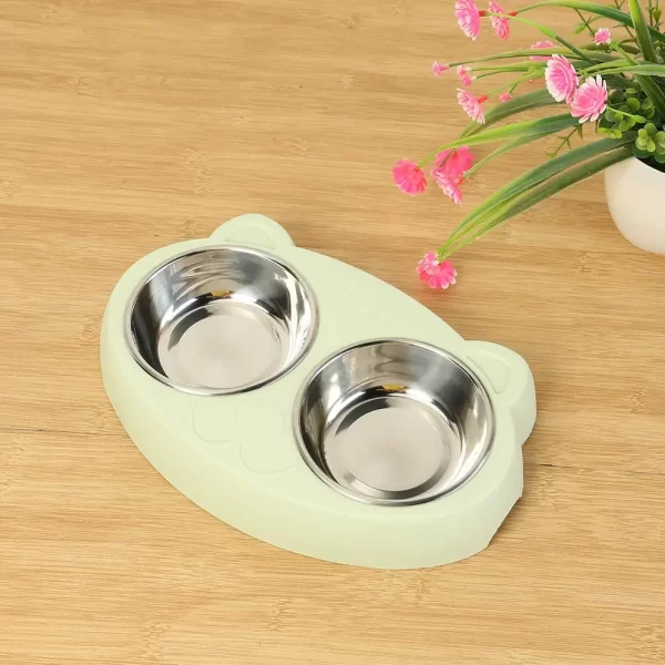 Dog Double Bowl Puppy Food Water Feeder Cute Stainless Steel Pets Drinking Dish Feeder Pets Supplies Feeding Dishes Dogs Bowl - Image 4