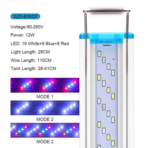 90-260V Aquarium Light Bar LED Fish Tank Lamp Plant Grow Lighting 18-58cm Extensible Aquatic Landscape Decor AccessoriesUS/EU - Image 8