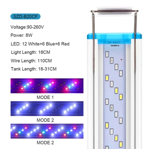 90-260V Aquarium Light Bar LED Fish Tank Lamp Plant Grow Lighting 18-58cm Extensible Aquatic Landscape Decor AccessoriesUS/EU - Image 7