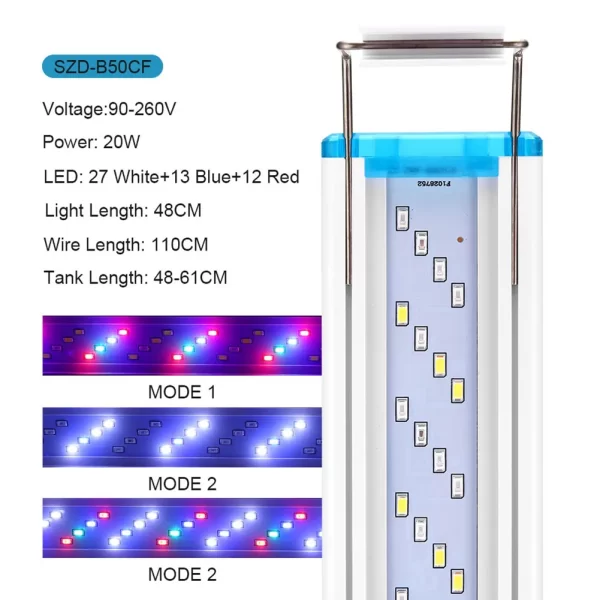 90-260V Aquarium Light Bar LED Fish Tank Lamp Plant Grow Lighting 18-58cm Extensible Aquatic Landscape Decor AccessoriesUS/EU - Image 10