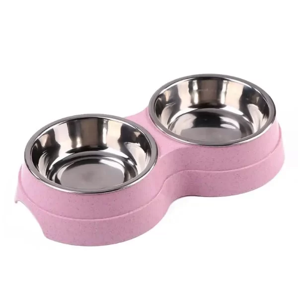 Dog Double Bowl Puppy Food Water Feeder Cute Stainless Steel Pets Drinking Dish Feeder Pets Supplies Feeding Dishes Dogs Bowl - Image 7
