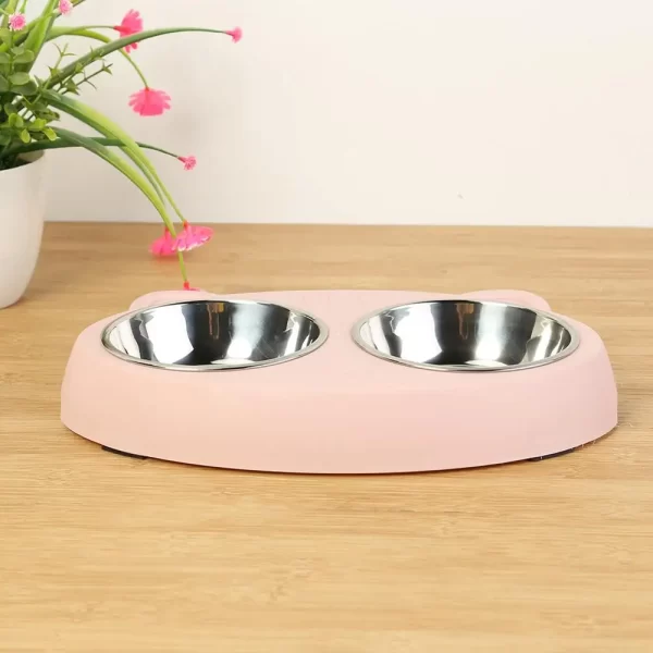 Dog Double Bowl Puppy Food Water Feeder Cute Stainless Steel Pets Drinking Dish Feeder Pets Supplies Feeding Dishes Dogs Bowl - Image 5