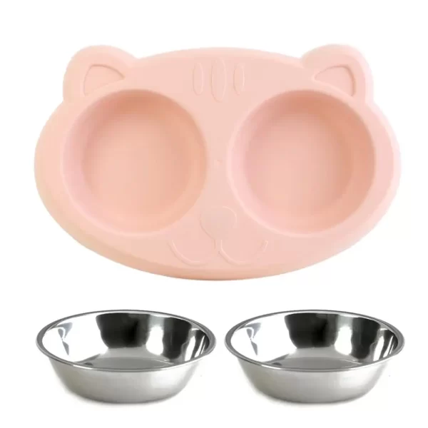 Dog Double Bowl Puppy Food Water Feeder Cute Stainless Steel Pets Drinking Dish Feeder Pets Supplies Feeding Dishes Dogs Bowl - Image 6