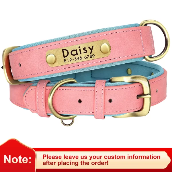 Customized Leather ID Nameplate Dog Collar Soft Padded Dogs Collars Free Engraving Name for Small Medium Large Dogs Adjustable - Image 12