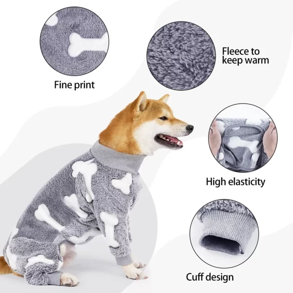 Four Legs Dog Pajamas Puppy Fleece Winter Warm Dog Jumpsuit Cute Pet Clothes Onesies For Medium Large Dogs Labrador Coat - Image 3