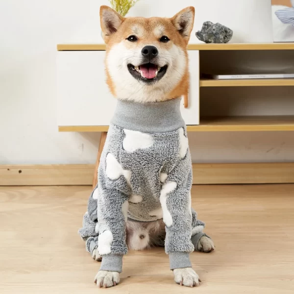 Four Legs Dog Pajamas Puppy Fleece Winter Warm Dog Jumpsuit Cute Pet Clothes Onesies For Medium Large Dogs Labrador Coat - Image 2