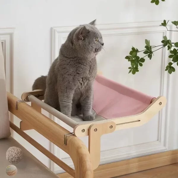 Sturdy Cat Window Hammock – Wooden Hanging Cat Bed with Washable Cotton Canvas - Image 5