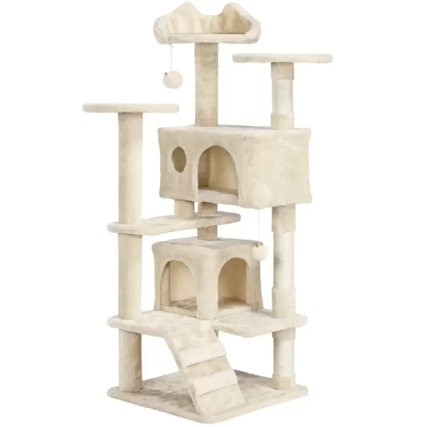 54.5" Multilevel Kitten Tree Condos With 2 Fur Balls & 3 Scratching Posts - Image 7
