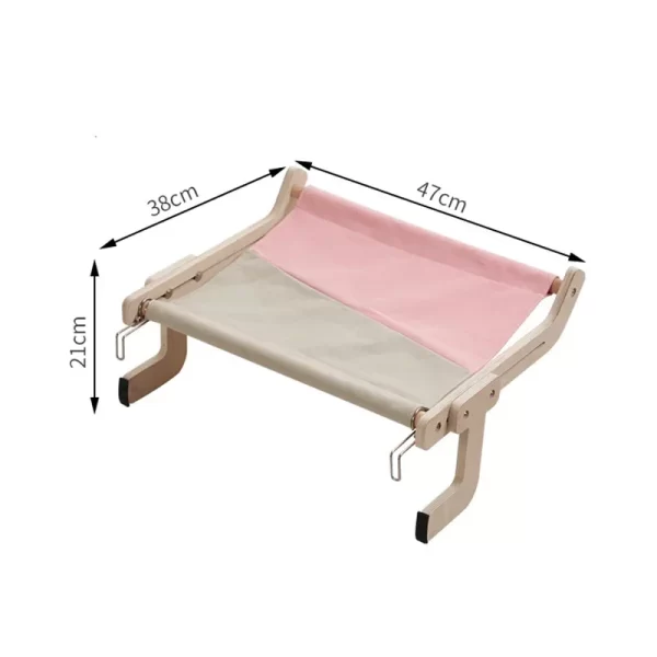 Sturdy Cat Window Hammock – Wooden Hanging Cat Bed with Washable Cotton Canvas - Image 2