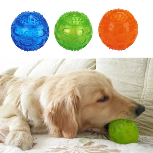 Pet Ball Toys for Dog Cat Puppy Sounding Toy Squeaky Tooth Cleaning Ball Pet Teeth Chew Rubber Toy Pet Dental Care Accessories - Image 2
