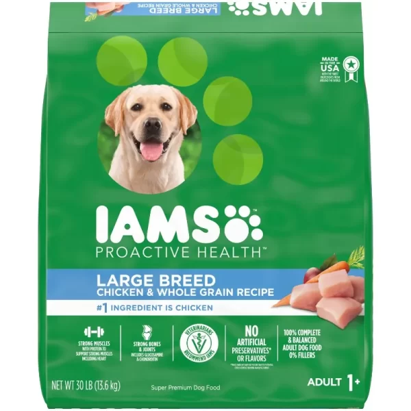 High Protein with Real Chicken Flavor Dry Dog Food for Large Breed Adult Dog, 30 lb. Bag