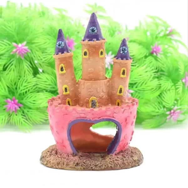 Ornaments Fish Tank Cartoon Pink Princess Castle Aquariums Decorations Resin Castle Tower Aquarium Home Decoration Pet Supplies - Image 3