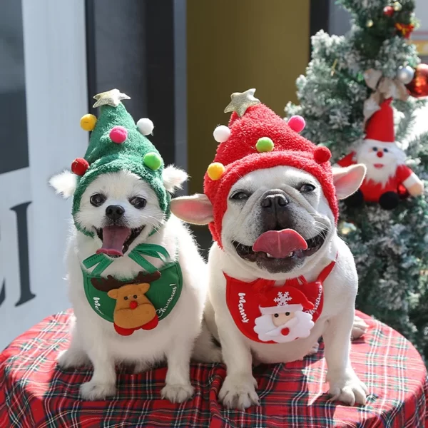 Adorable Pet Christmas Tree Pom-Pom Hat - Image 2