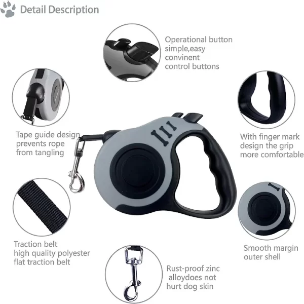 3m 5m Dog Leash Durable Automatic Retractable Nylon Cat Lead Rope For Dogs Puppy Walking Running Lead Roulette Dog Accessories - Image 3