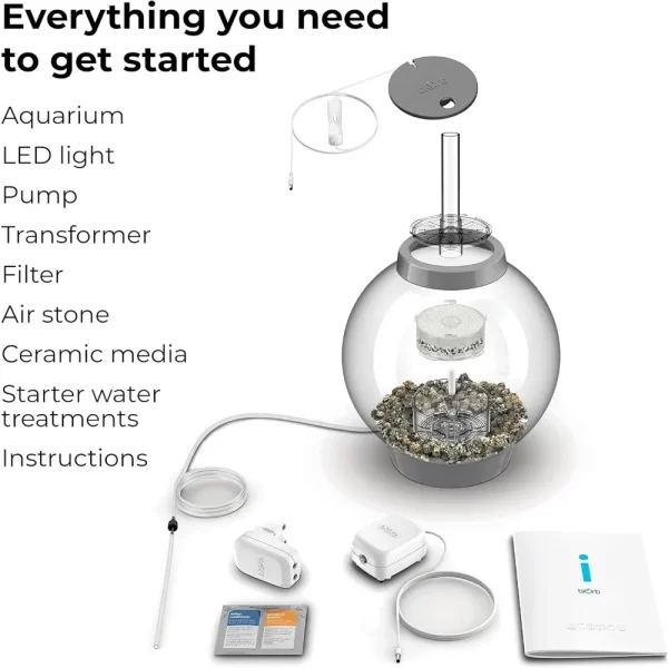 Classic 15 Acrylic 4 Gallon Aquarium With White LED Light Modern Compact Tank for Tabletop or Tabletop Monitor Fishbowl Fish Pet - Image 5