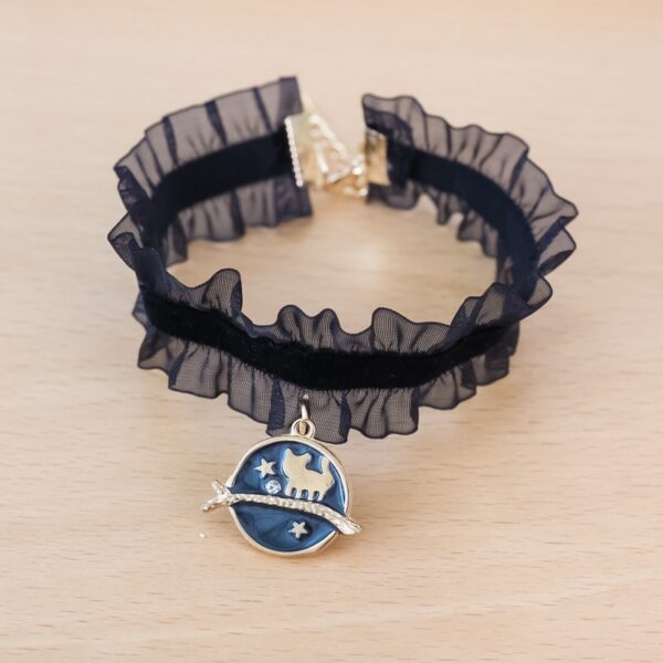 Lace Cat Collar with Moon Charm - Image 2