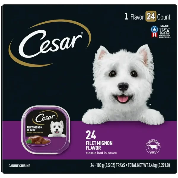 Wet Dog Food Classic Loaf in Sauce Filet Mignon Flavor Multipack (24) 3.5 oz. Easy Peel Trays