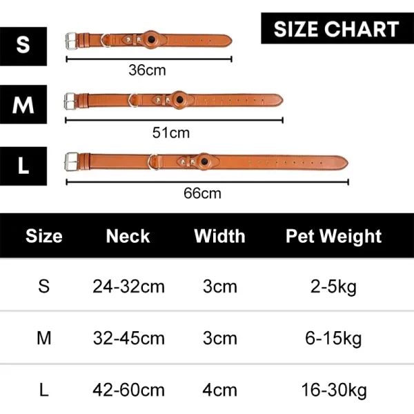 New Leather Anti-Lost Dog Collar With Airtag Holder For The Apple Airtag Heavy Duty Anti Lost Positioning Collar Dog Accessories - Image 6