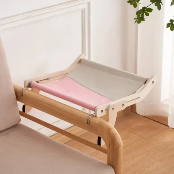 Sturdy Cat Window Hammock – Wooden Hanging Cat Bed with Washable Cotton Canvas - Image 4