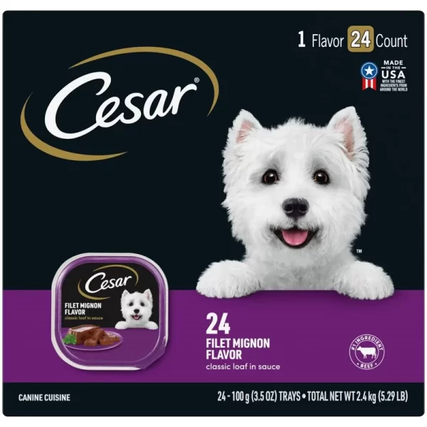 Wet Dog Food Classic Loaf in Sauce Filet Mignon Flavor Multipack (24) 3.5 oz. Easy Peel Trays - Image 2