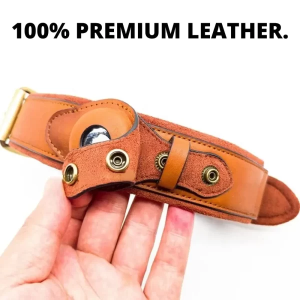 New Leather Anti-Lost Dog Collar With Airtag Holder For The Apple Airtag Heavy Duty Anti Lost Positioning Collar Dog Accessories - Image 3