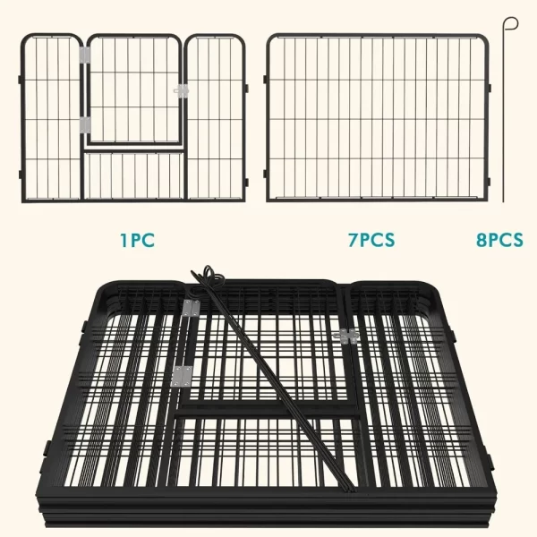 OFIKA Heavy Duty Metal Dog Playpen for Medium/Small Animals, 8 Panels 24”Height x 27" Width, Dog Fence Exercise Pen with Doors - Image 3