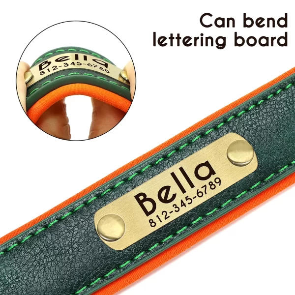 Customized Leather ID Nameplate Dog Collar Soft Padded Dogs Collars Free Engraving Name for Small Medium Large Dogs Adjustable - Image 5