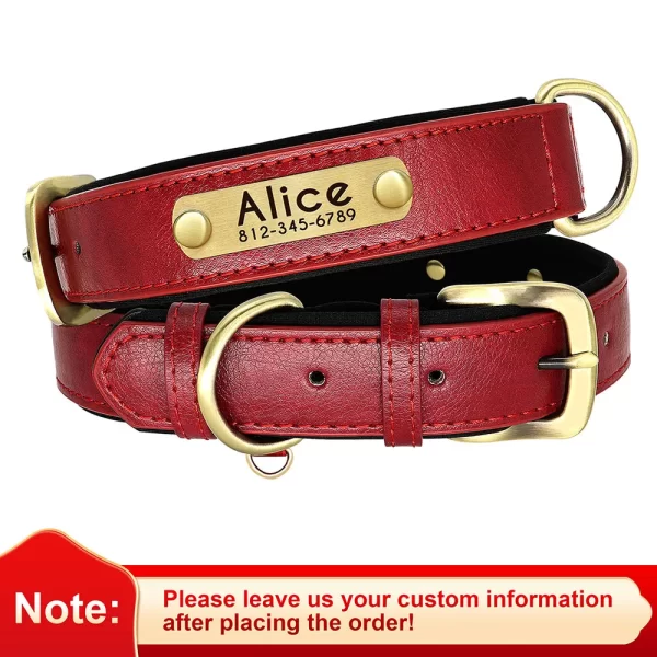 Customized Leather ID Nameplate Dog Collar Soft Padded Dogs Collars Free Engraving Name for Small Medium Large Dogs Adjustable - Image 10